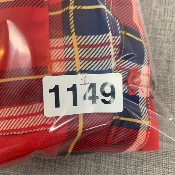 Cals Red Plaid Long Half Button Shirt Oversized Lightweight Top Small Semi-Sheer - Picture 12 of 12